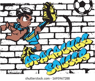 apalachess soccer ball with bricks wall