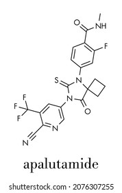 Apalutamide Prostate Cancer Drug Molecule. Skeletal Formula.