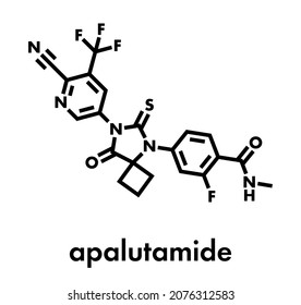 Apalutamide Prostate Cancer Drug Molecule. Skeletal Formula.