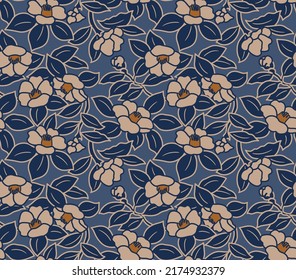 apanese Luxury Flower Leaf Vector Seamless Pattern