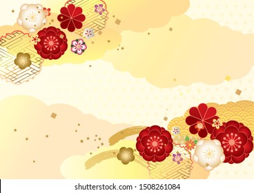 apanese pattern background material for Japanese plum