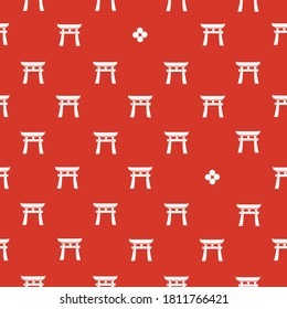 apanese pattern with traditional tori gate.