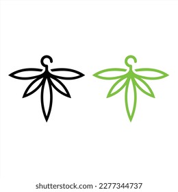 the aparel brand logo with the concept of leaves or plants with a hanger on it