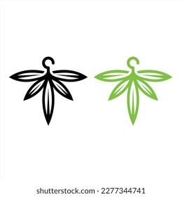 the aparel brand logo with the concept of leaves or plants with a hanger on it