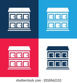 Aparment blue and red four color minimal icon set