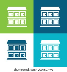 Wohnungsflach vier Farben minimale Icon Set