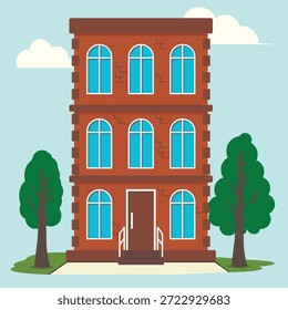 Apartement Building Architecture Vector Illustration