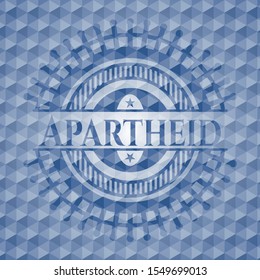 Apartheid blue emblem with geometric background. Vector Illustration. Detailed.