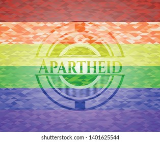 Apartheid emblem on mosaic background with the colors of the LGBT flag
