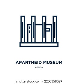 apartheid museum icon from africa collection. Thin linear apartheid museum, south, apartheid outline icon isolated on white background. Line vector apartheid museum sign, symbol for web and mobile