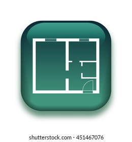 apartmant plan icon - glossy vector button