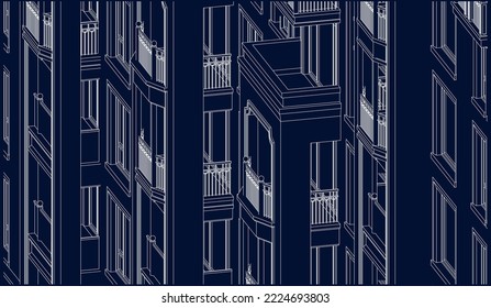 Apartment Architectural Line drawing 3D illustration eps10 blueprint