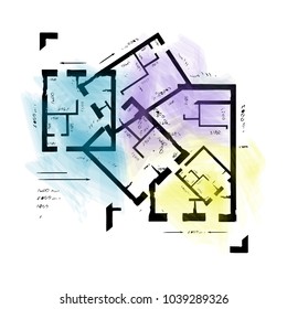 Apartment architectural plan sketch