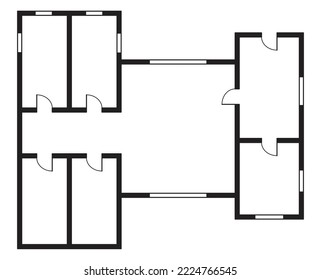 Apartment architectural plan. Top view of floor plan. Vector blueprint project of house. Professional layout in drawing form