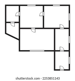 Apartment architectural plan. Top view of floor plan. Vector blueprint project of house. Professional layout in drawing form