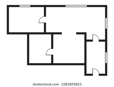 Apartment architectural plan. Top view of floor plan. Vector blueprint project of house. Professional layout in drawing form