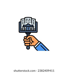 apartment auction vector icon. real estate icon filled line style. perfect use for logo, presentation, website, and more. modern icon design color line style