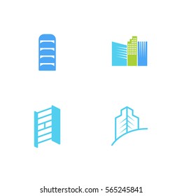 Apartment Big Building Icon Logo Vector Set Element