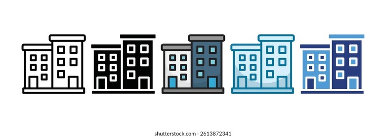 Apartment Block Icon Set Multiple Style Collection