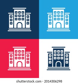 Apartment blue and red four color minimal icon set