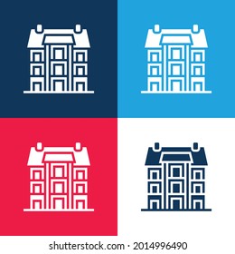 Apartment blue and red four color minimal icon set