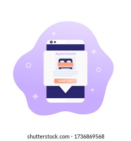 Apartment booking mobile app, vector