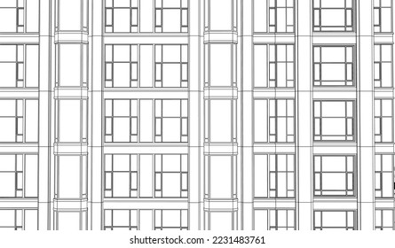 Apartment building 2D illustration vector