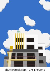 Apartment building against a cloudy sky