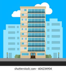 Apartment Building And City Illustration