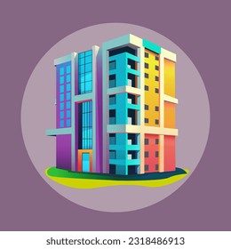 Apartment Building Colorful Shape Vector