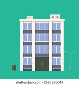Apartment building flat illustration. Block of flats city illustration. 