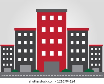 Apartment building front view on white background.Real estate agency in modern city concept