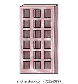 apartment building icon in colored crayon silhouette vector illustration