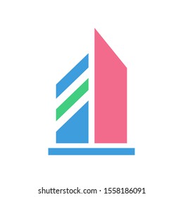 Apartment building icon, modern flat design color sign vector, isolated in white background