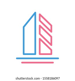 Apartment building icon, modern flat design color sign vector, isolated in white background