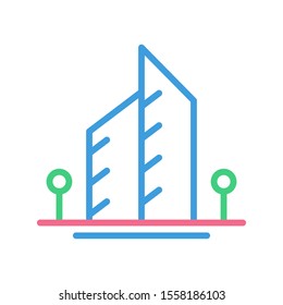 Apartment building icon, modern flat design color sign vector, isolated in white background