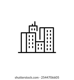 Icono de edificio de apartamentos. Representación simple de un edificio residencial de varios pisos, a menudo utilizado para anuncios inmobiliarios, App de vivienda y recursos de planificación urbana. Ilustración vectorial