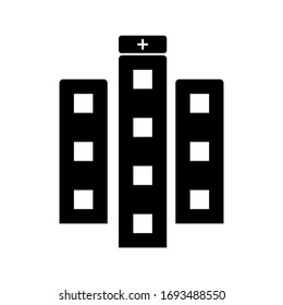 Apartment building icon in solid line style. Business office, rental property sign. Real estate concept. Modern city building architecture symbol for perfect web and mobile app designs.