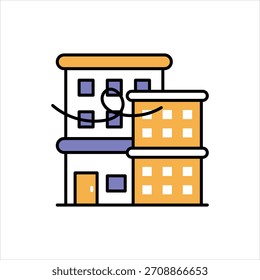 Icono de edificio de apartamentos Vector stock con aislado sobre fondo blanco ilustración