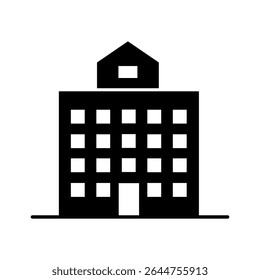 Apartment building icons. Silhouette style. City real estate, housing architectural design.
Vector illustration.