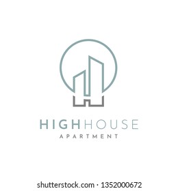Apartment Building with Initial H for High House, Home, Historical, Hotel logo design