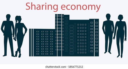 Apartment building, joint owners. Vector illustration. Design concept. Sharing Economy.