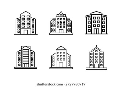 Apartamento edifício linha arte vetor ilustração