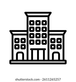 Apartment Building Line Vector Illustration On White Background.