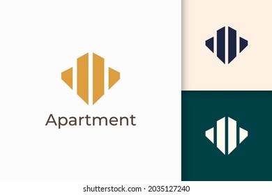 Apartment or building logo in abstract shape for real estate business