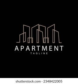 Logotipo del edificio de departamentos, plantilla de ilustración de símbolo de línea de estilo de diseño moderno