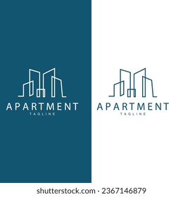 Apartment Building Logo, Modern Design Style Line Vector Symbol Illustration Template