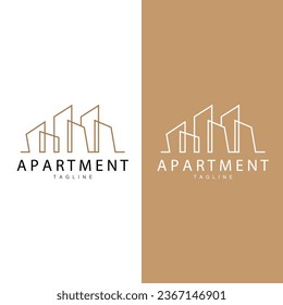 Apartment Building Logo, Modern Design Style Line Vector Symbol Illustration Template