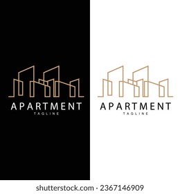 Apartment Building Logo, Modern Design Style Line Vector Symbol Illustration Template