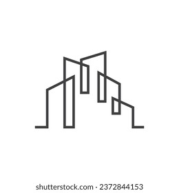 Apartment Building Logo, Modern Design Style Line Vector Symbol Illustration Template
